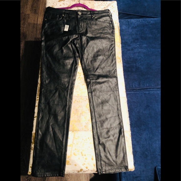 River Island Super Skinny Leather Look Jeans - Picture 8 of 9